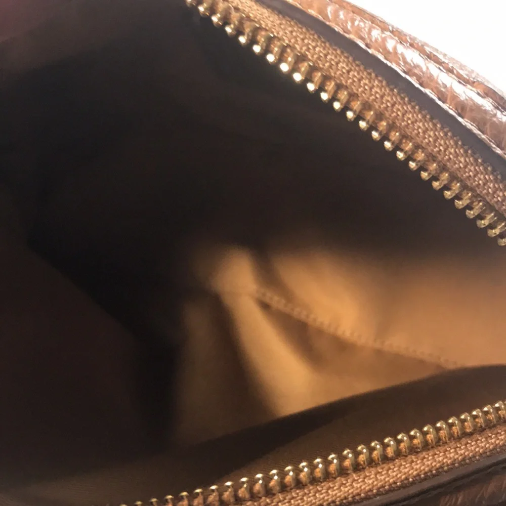 Coach Dome Women’s Brown Pebble Leather Adjustable Strap Gold Logo Crossbody Bag